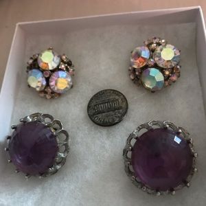 Vintage set of two clip earrings